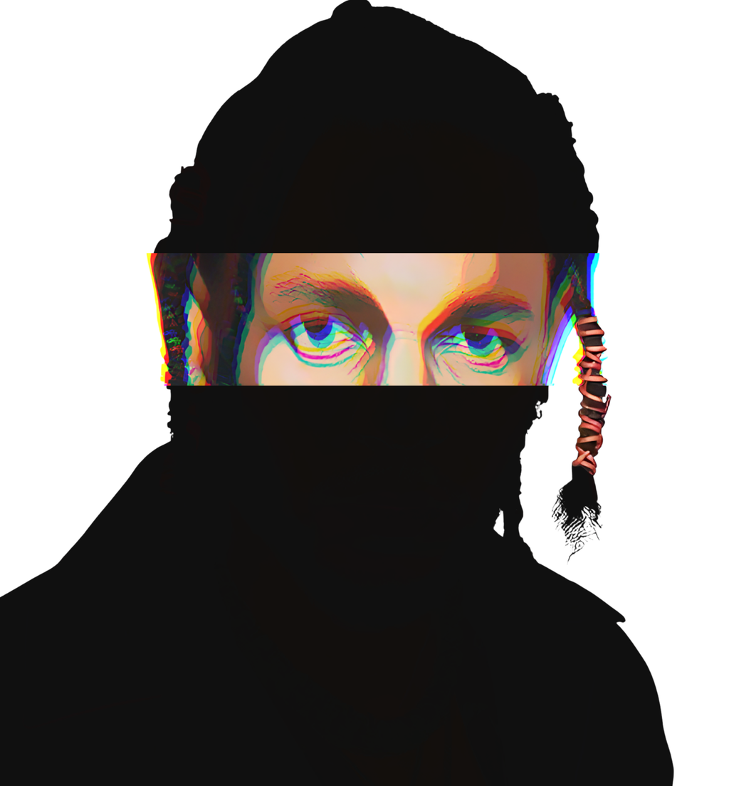 Compton rap music icon graphic portrait silhouette illustration featuring braided hair and hair tie - IconBandwear graphic t-shirt design - music icons collection