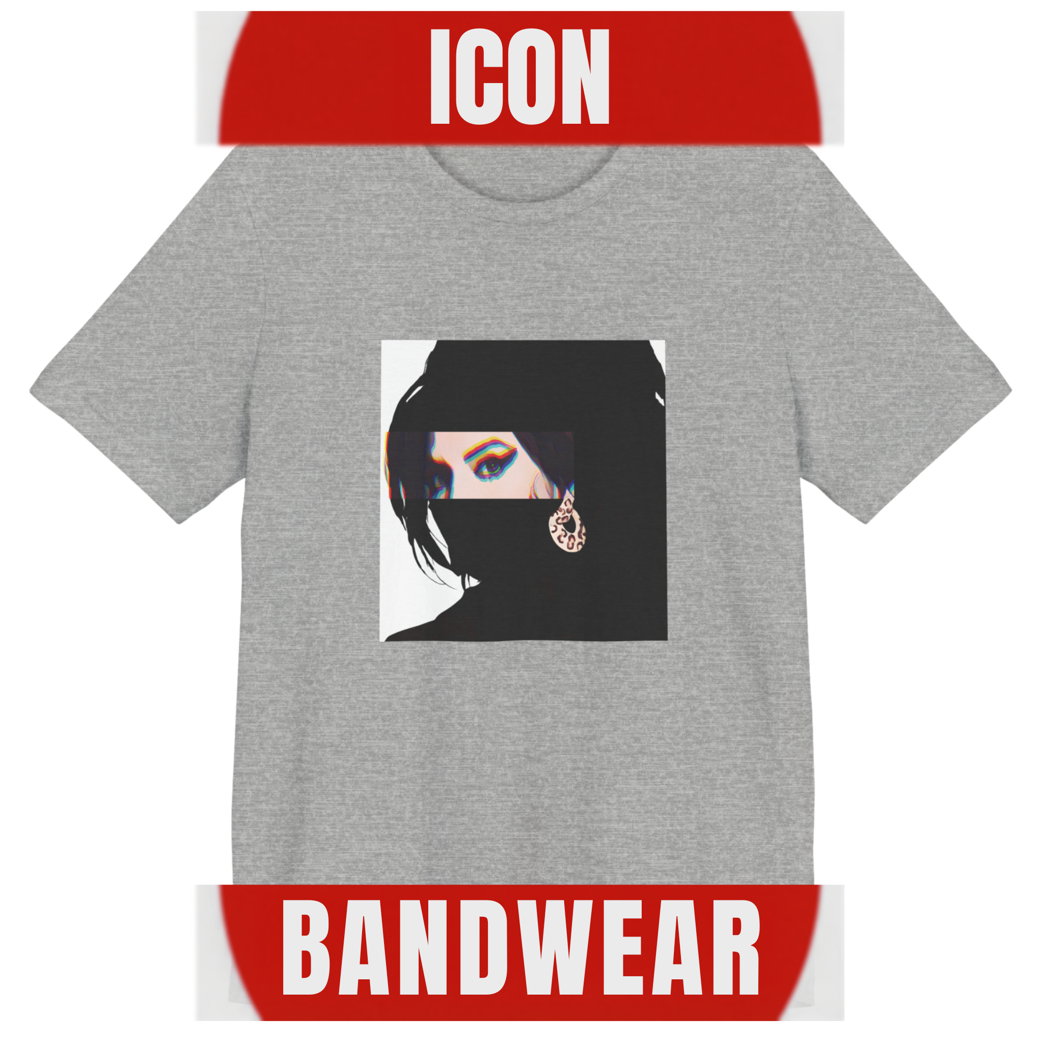 Soul music icon graphic t-shirt in grey featuring graphic portrait silhouette illustration of a female figure with a beehive hairstyle and earring - IconBandwear music icons collection
